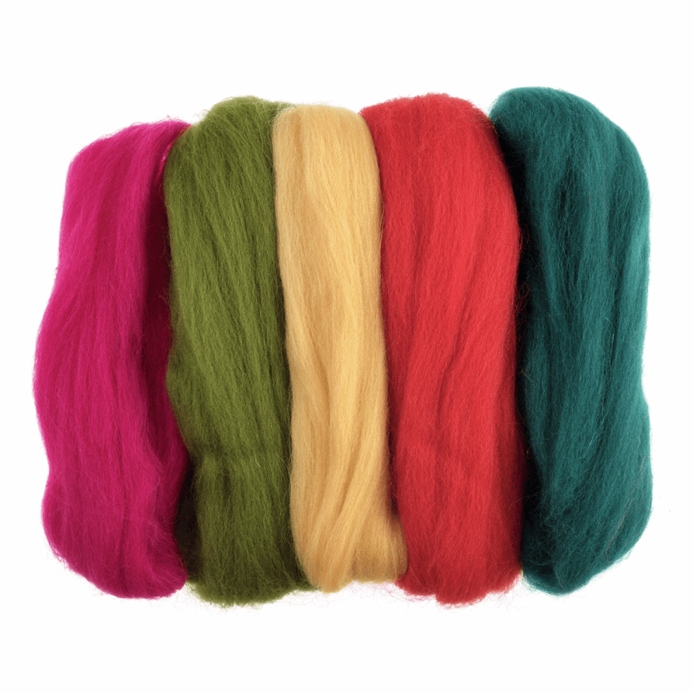 Natural Wool Roving - Brights - Assorted Colours - 50g