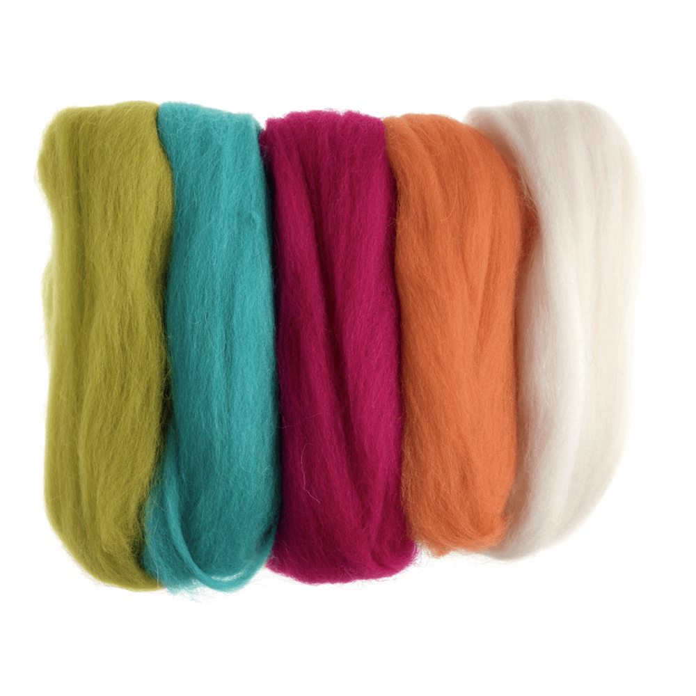 Natural Wool Roving - Neons - Assorted Colours - 50g