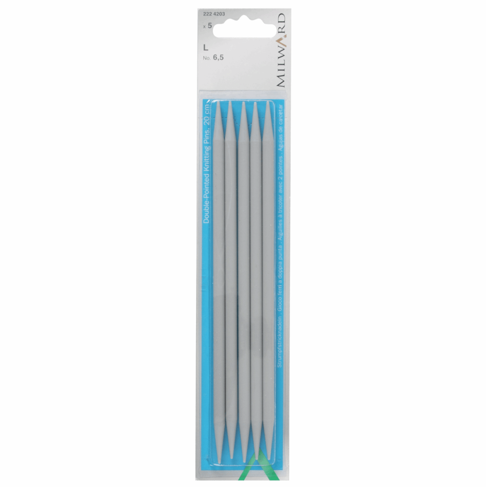Double-Ended Knitting Pins - Plastic - 6.50mm x 20cm - Set of Five - Milward (2224203)