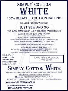 Wadding - Simply Cotton White - 100% Bleached Cotton - 90" wide - Fiberco