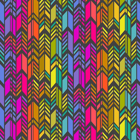 Makower - Alison Glass - Art Theory - Rainbow Feather - 9701L (Charcoal) 
