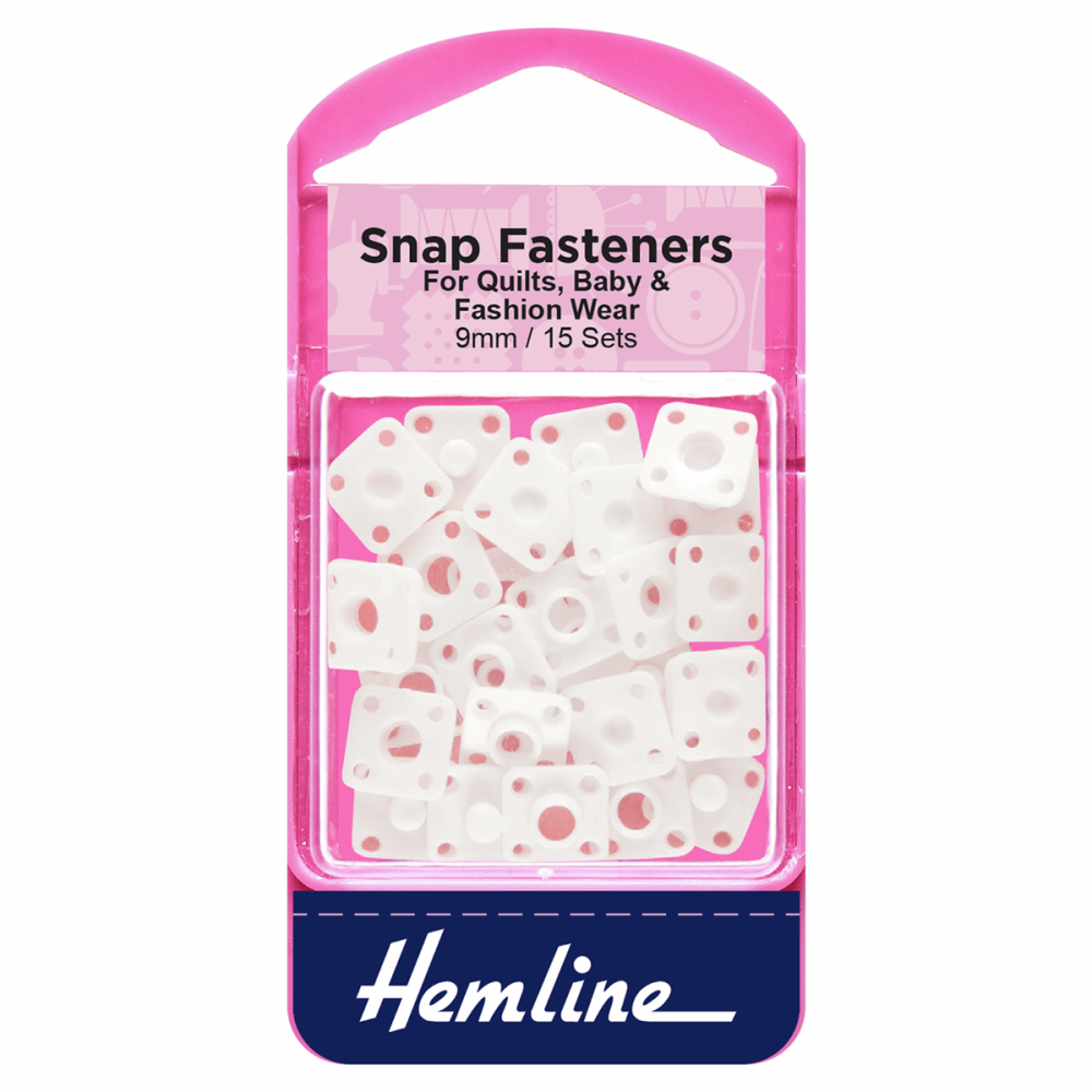 Snap Fasteners - Sew-on - Derlin - White (Plastic) - 9mm (Hemline)
