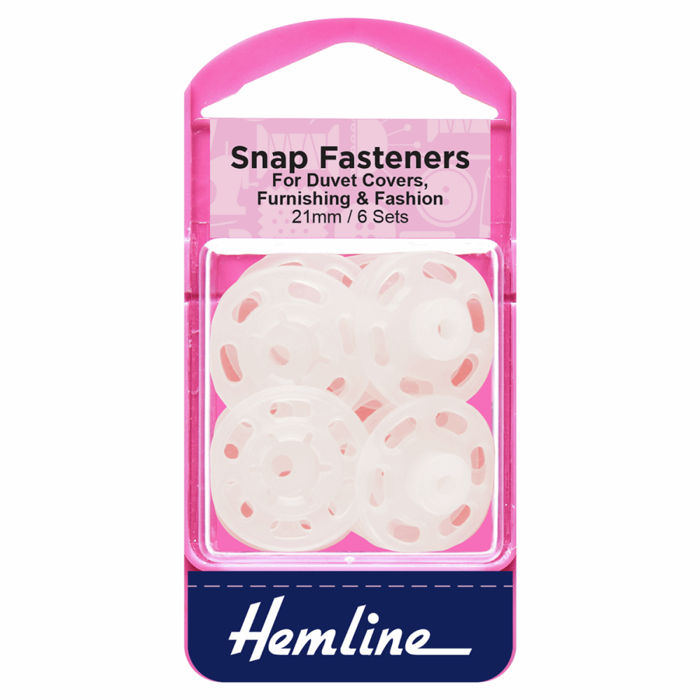 Snap Fasteners - Sew-on - Clear White (Plastic) - 21mm (Hemline)
