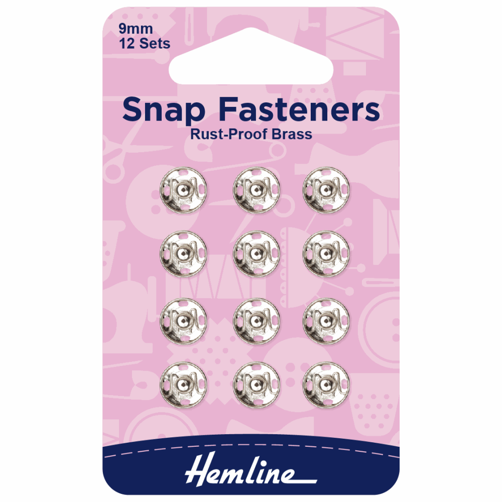 Snap Fasteners - Sew-on - Nickel (Brass) - 9mm (Hemline)