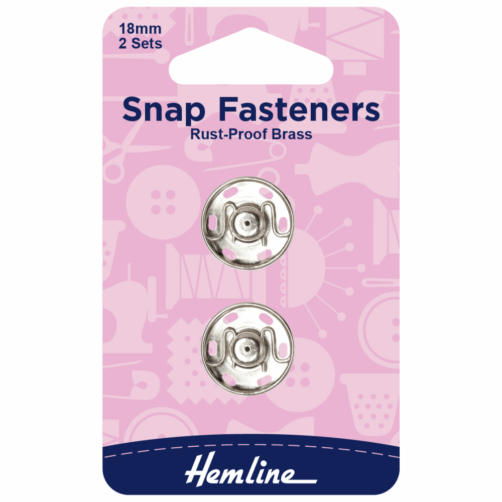Snap Fasteners - Sew-on - Nickel (Brass) - 18mm (Hemline)