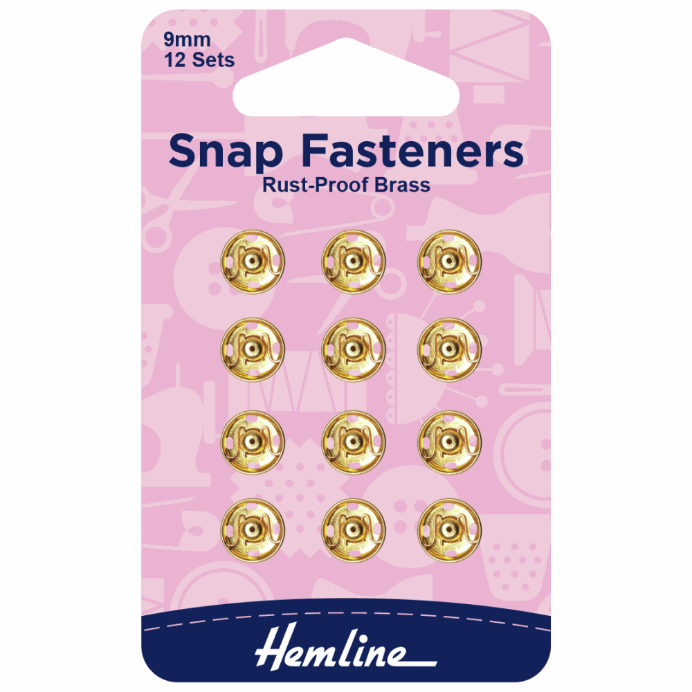 Snap Fasteners - Sew-on - Gold (Brass) - 9mm (Hemline)