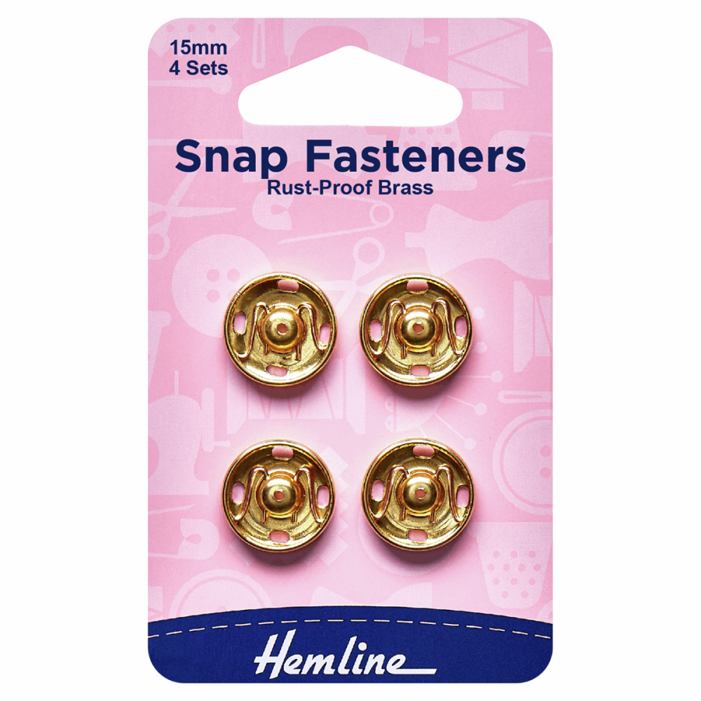 Snap Fasteners - Sew-on - Gold (Brass) - 15mm (Hemline)