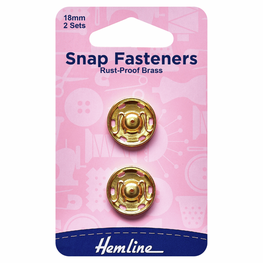 Snap Fasteners - Sew-on - Gold (Brass) - 18mm (Hemline)