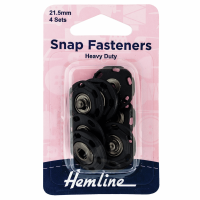 <!--054-->Snap Fasteners - Sew-on - Heavy Duty - Black (Plastic) - 21.5mm (Hemline)