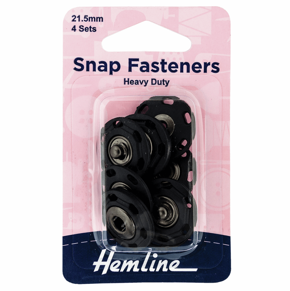 Snap Fasteners - Sew-on - Heavy Duty - Black (Plastic) - 21.5mm (Hemline)