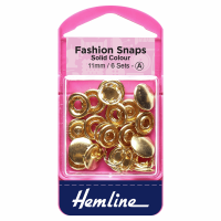 Fashion Snaps - Solid Top - Gold - 11mm (Hemline)