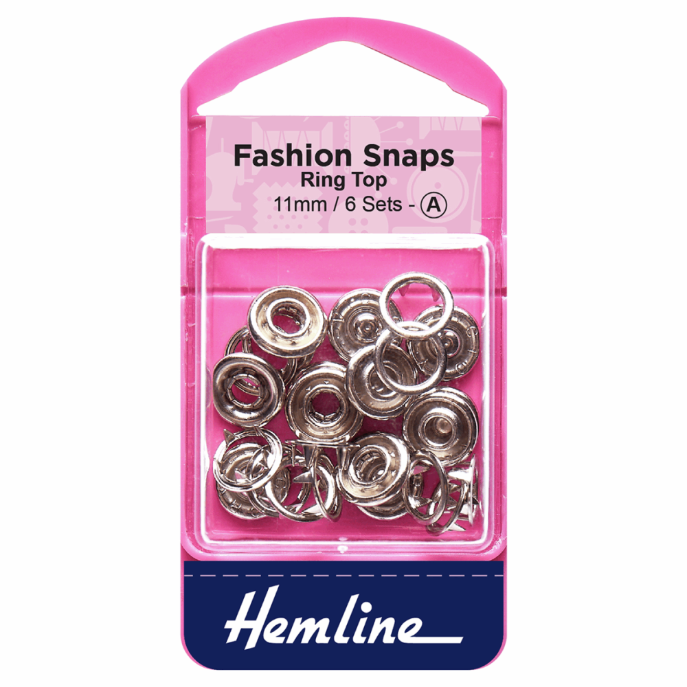 Fashion Snaps - Ring Top - Silver - 11mm (Hemline)