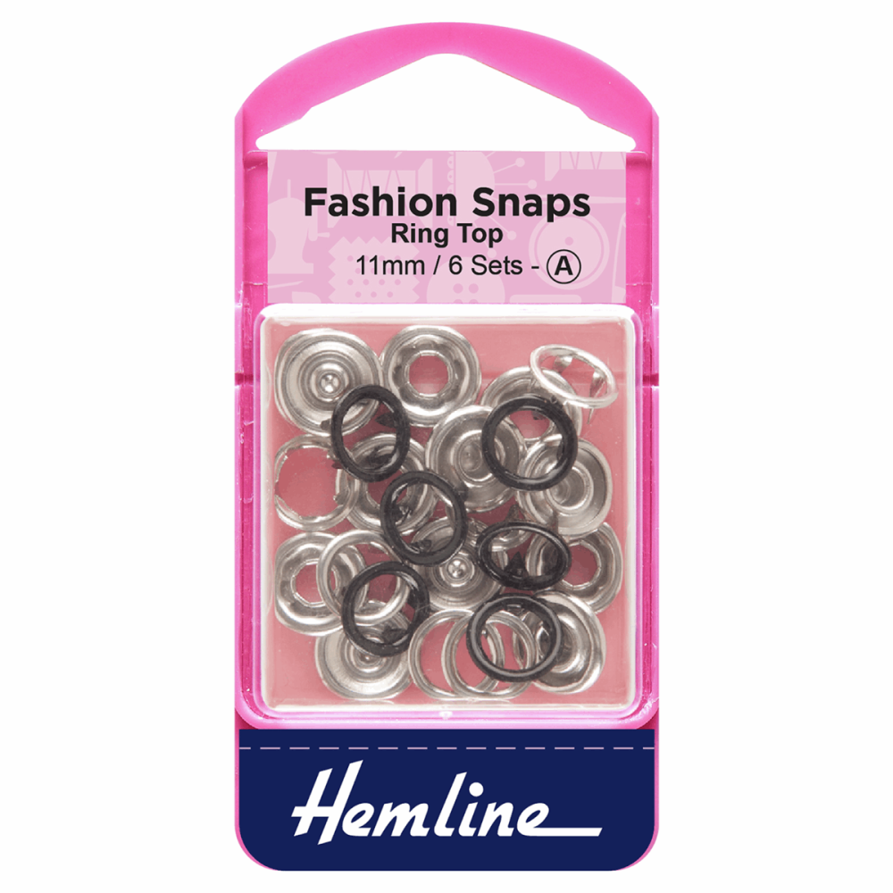 Fashion Snaps - Ring Top - Black - 11mm (Hemline)