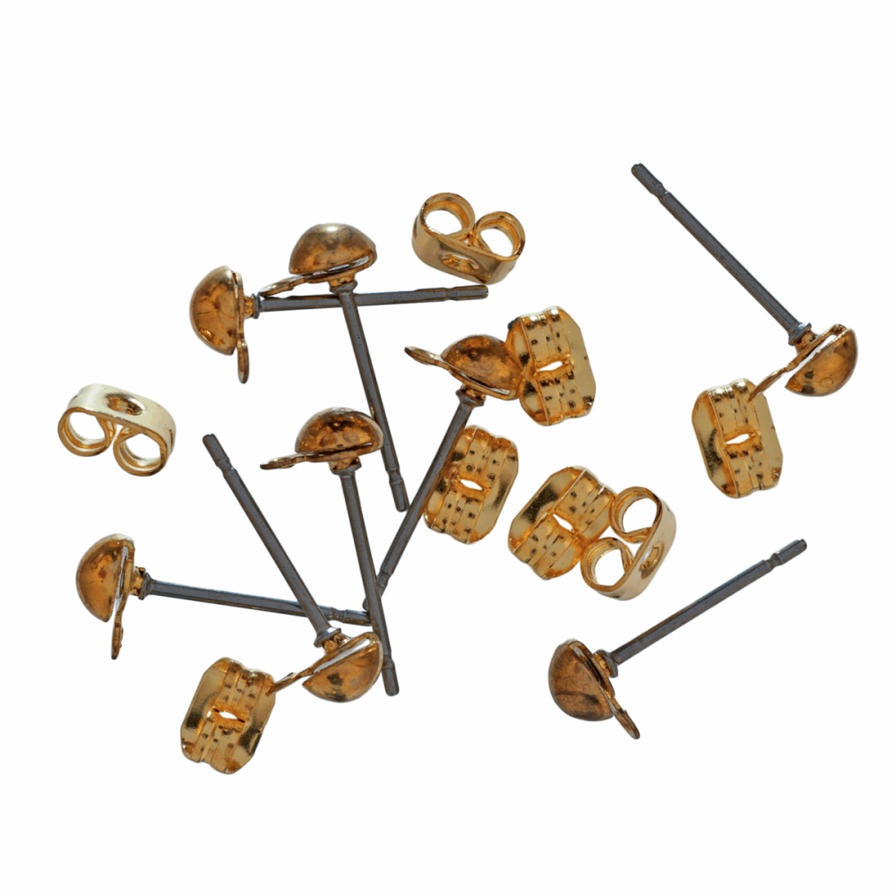 Ear Posts - Stud & Ring with Scroll - Gold PLATED - Trimits (TDF53)