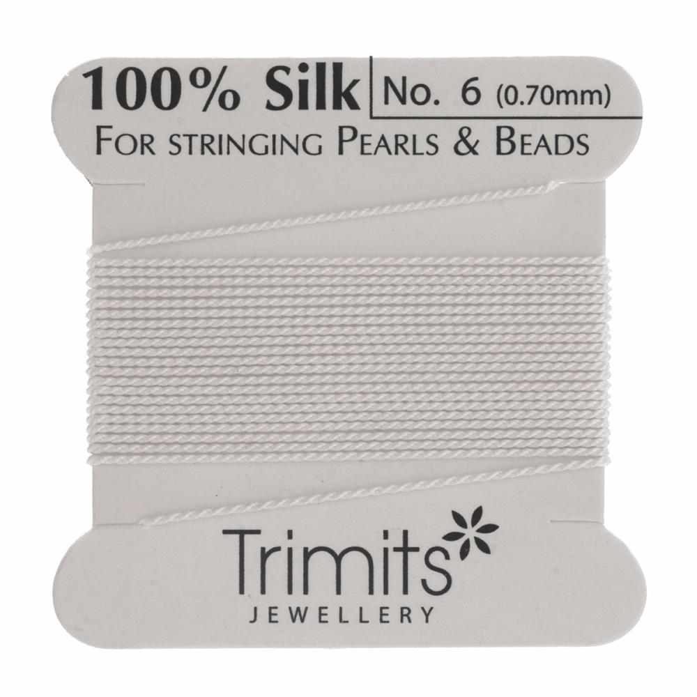 Silk Beading Thread - Size 6 (0.70mm) - White (Trimits) *AVAILABLE WHILST STOCK LASTS*