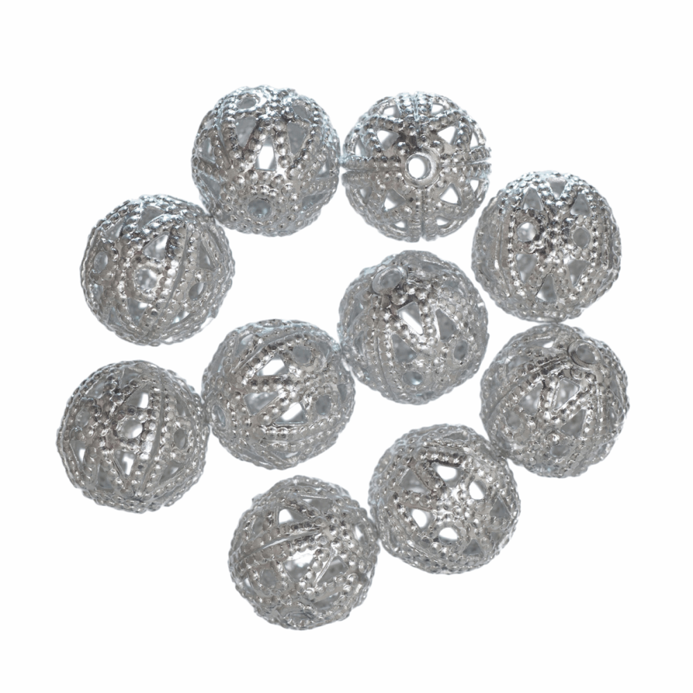 Filigree Beads - 8mm - Silver Plated (Trimits)