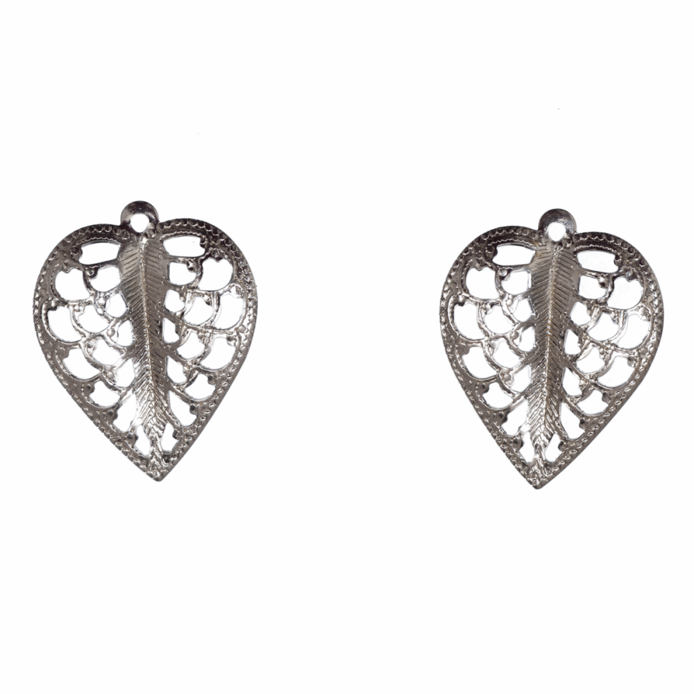 Earrings - Fancy - Heart Drop - Silver Coloured - Trimits (287/01)