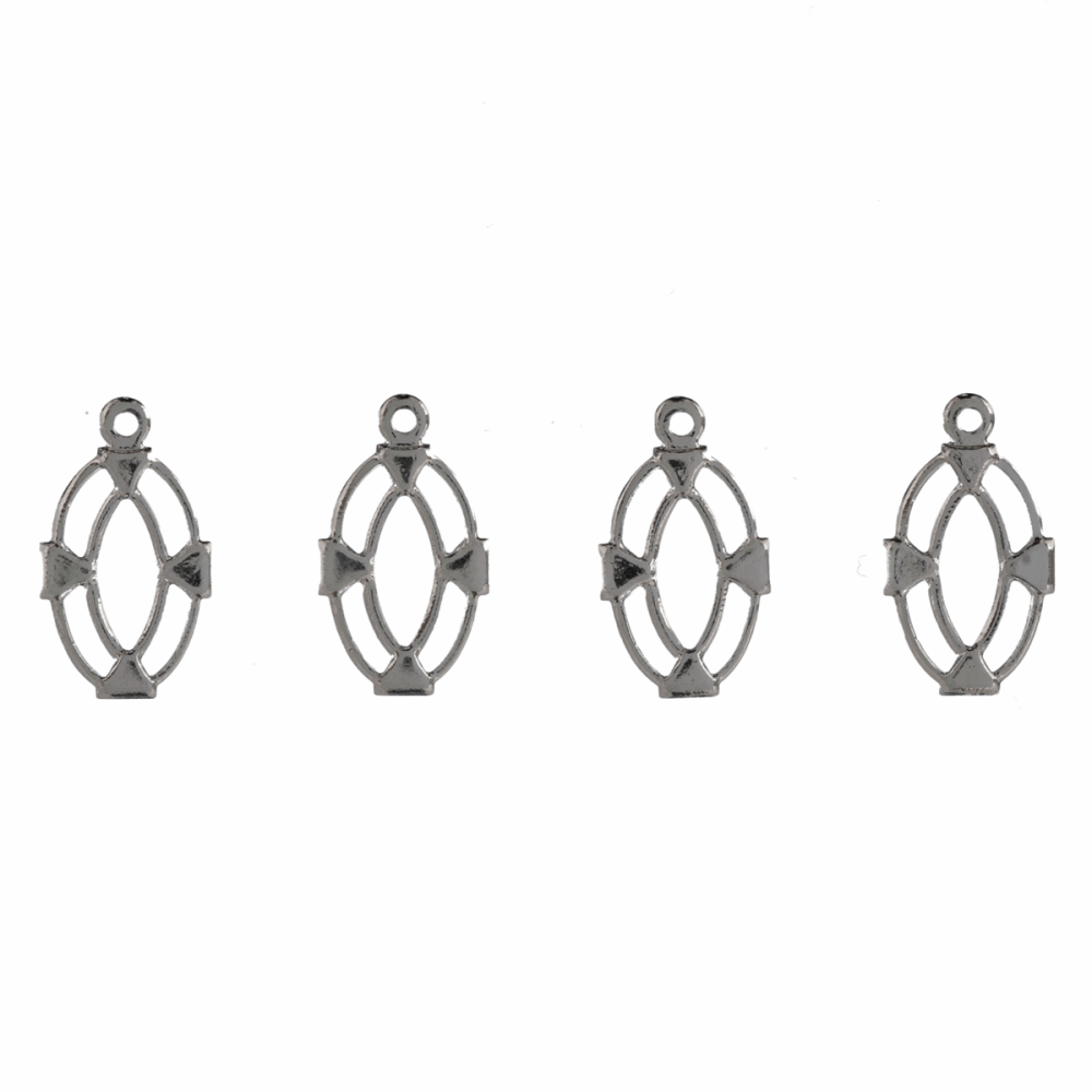 Earrings - Fancy - Oval Drop - Silver Coloured - Trimits (288/01)