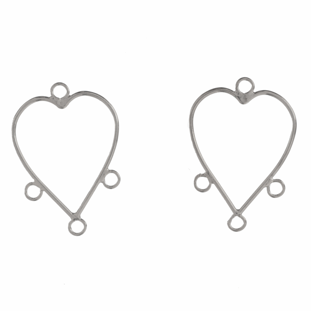 Earrings - Heart with Loops - Silver Coloured - Trimits (292/01)