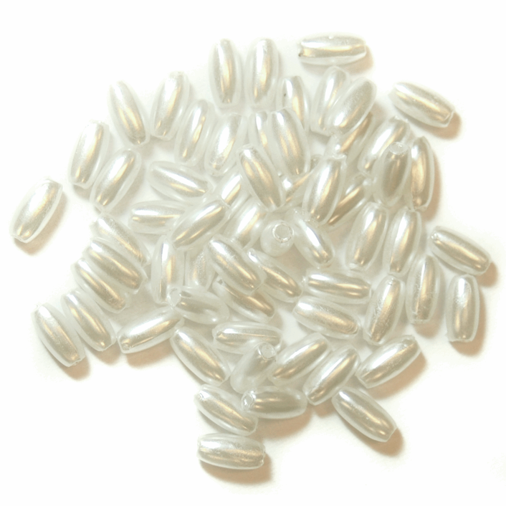 Pearl Beads - Oval - 3mm x 6mm - White (Trimits)