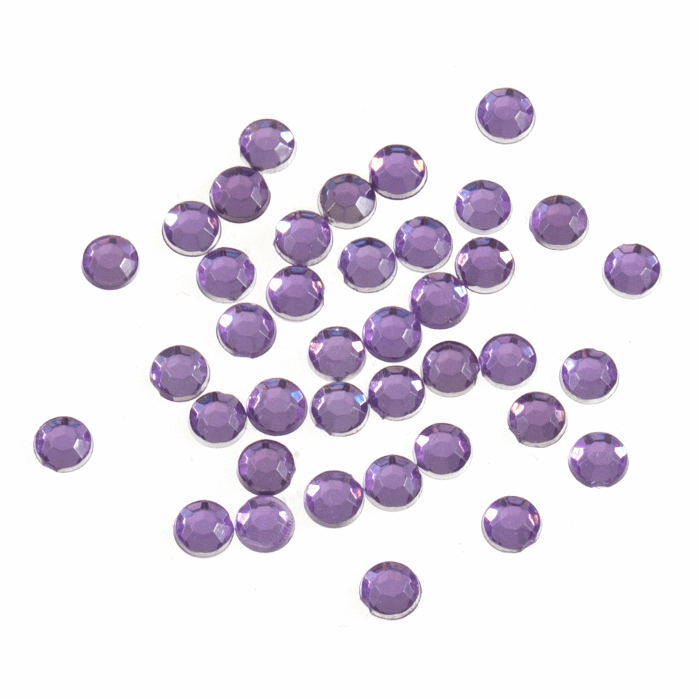 Acrylic Stones - Glue-On - Round - 4mm - Lilac (Trimits)