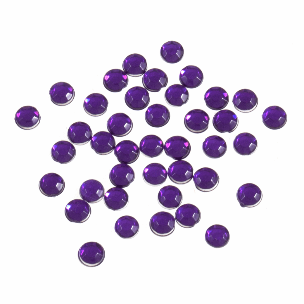 Acrylic Stones - Glue-On - Round - 4mm - Purple (Trimits)