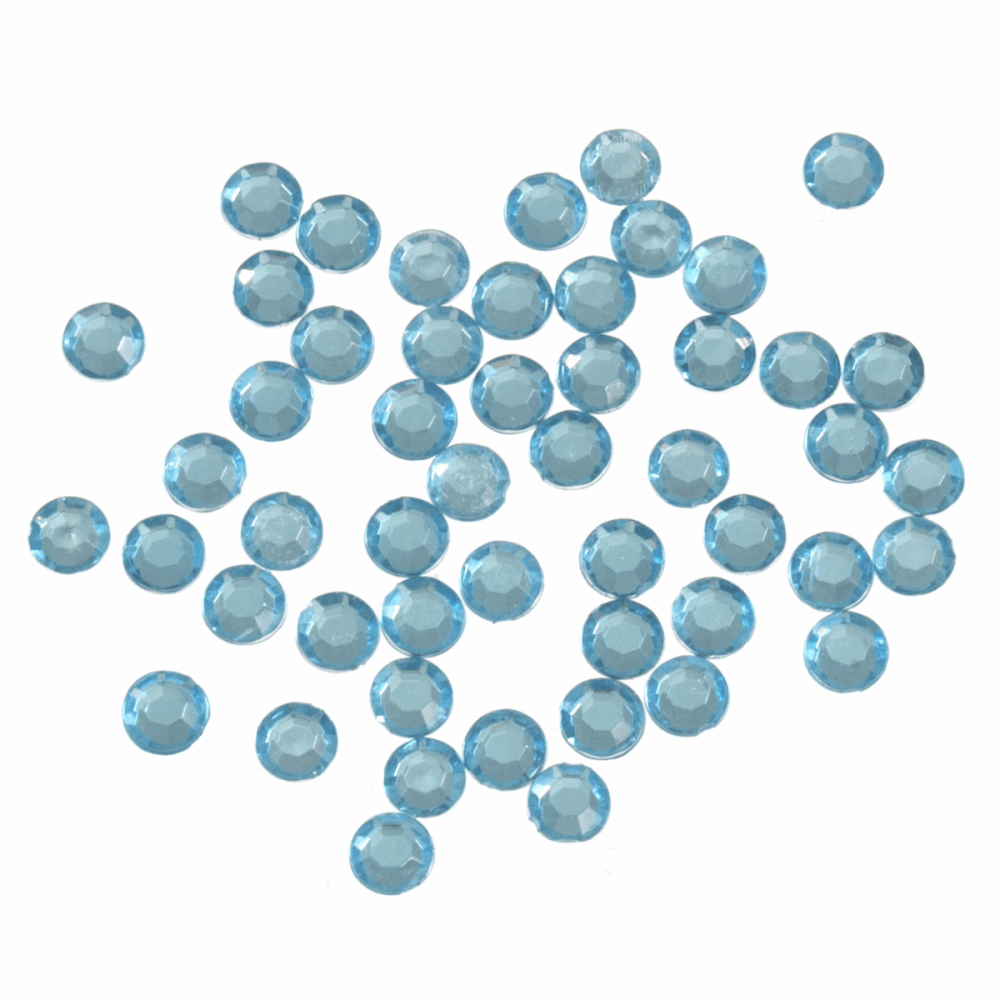 Acrylic Stones - Glue-On - Round - 5mm - Blue (Trimits)