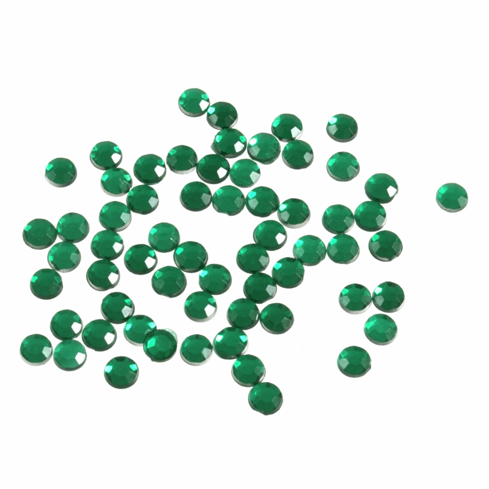 Acrylic Stones - Glue-On - Round - 4mm - Green (Trimits)