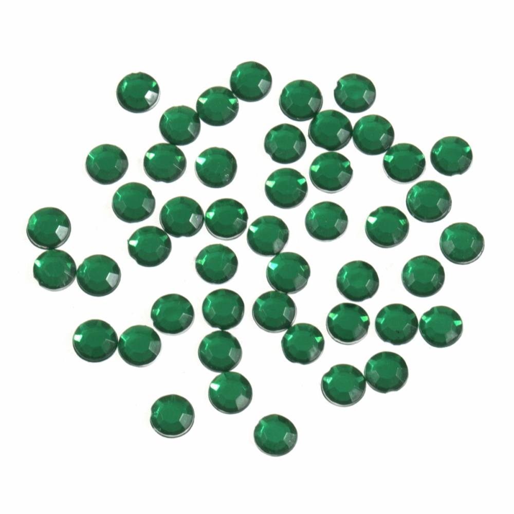 Acrylic Stones - Glue-On - Round - 5mm - Green (Trimits)