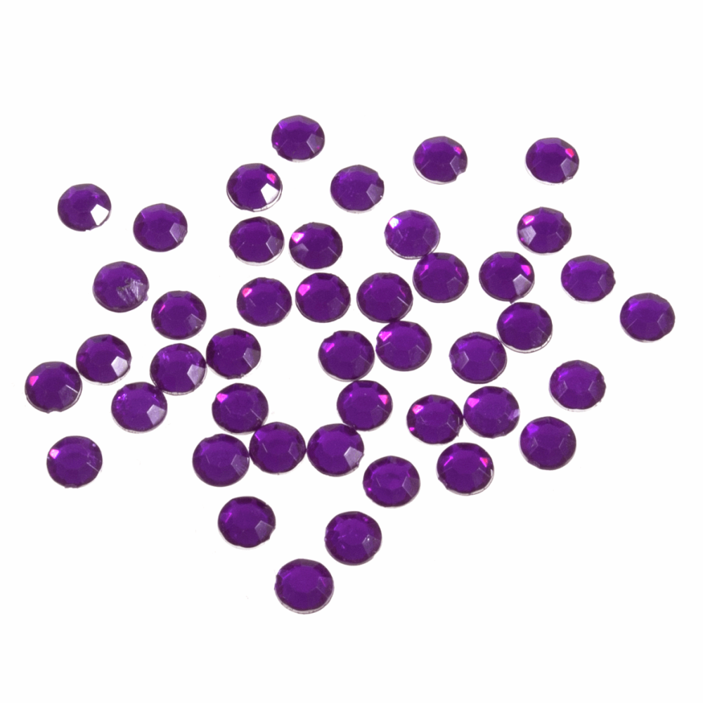 Acrylic Stones - Glue-On - Round - 5mm - Purple (Trimits)