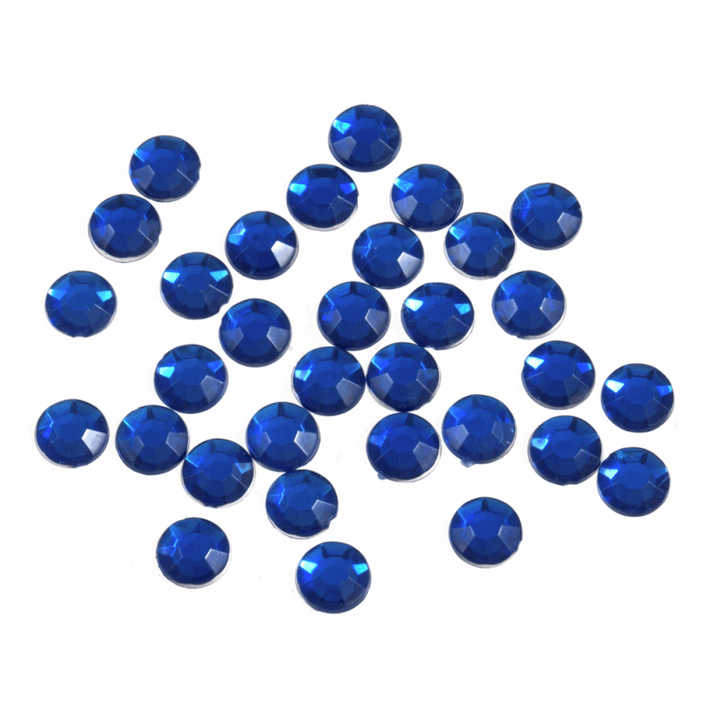 Acrylic Stones - Glue-On - Round - 7mm - Royal Blue (Trimits)