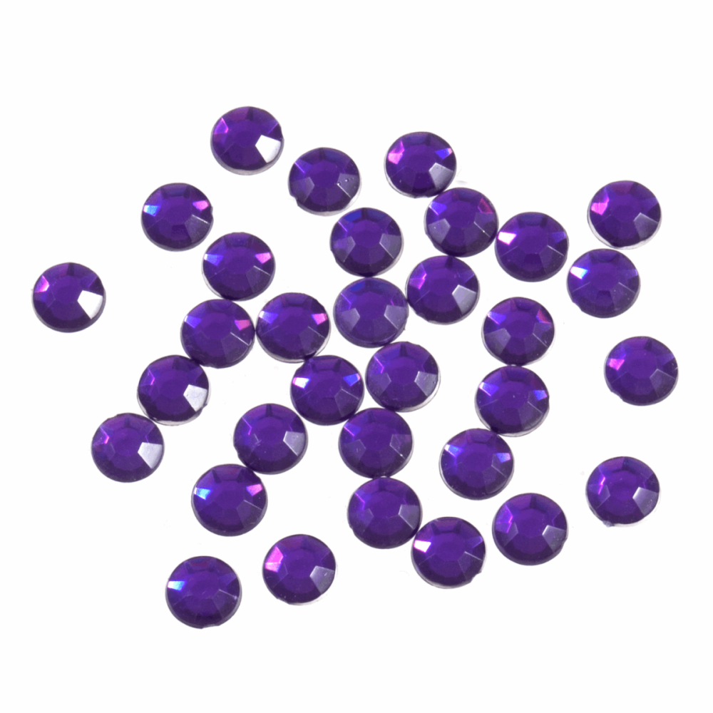 Acrylic Stones - Glue-On - Round - 7mm - Purple (Trimits)