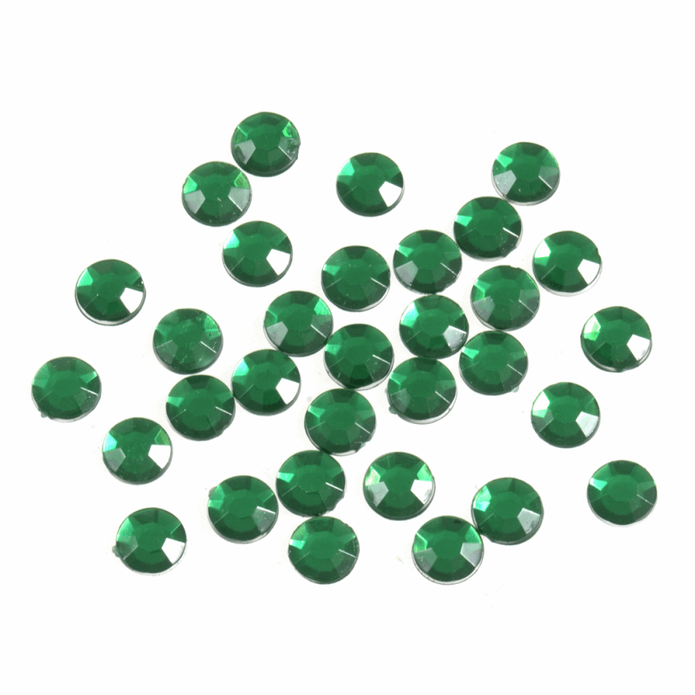 Acrylic Stones - Glue-On - Round - 7mm - Green (Trimits)