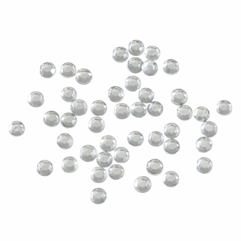 Acrylic Stones - Glue-On - Round - 4mm - Clear (Trimits)