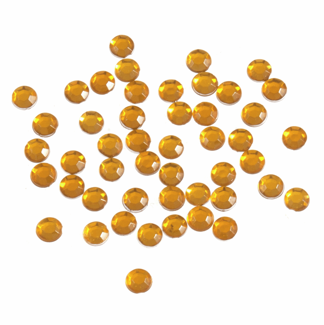 Acrylic Stones - Glue-On - Round - 4mm - Gold (Trimits)