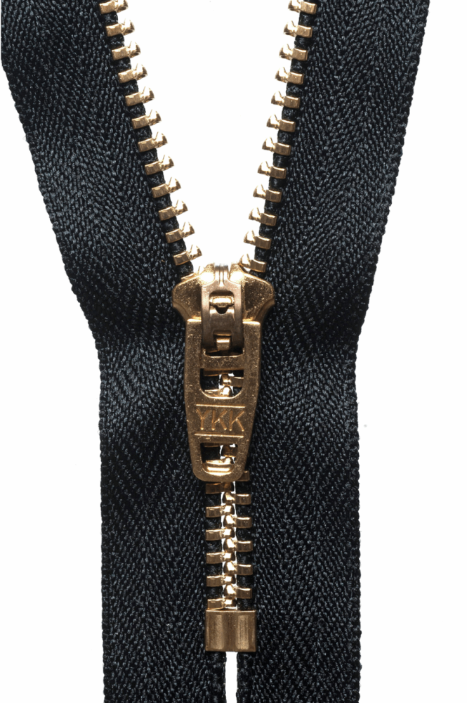 Brass Jeans Zip - Black - 10cm / 4in