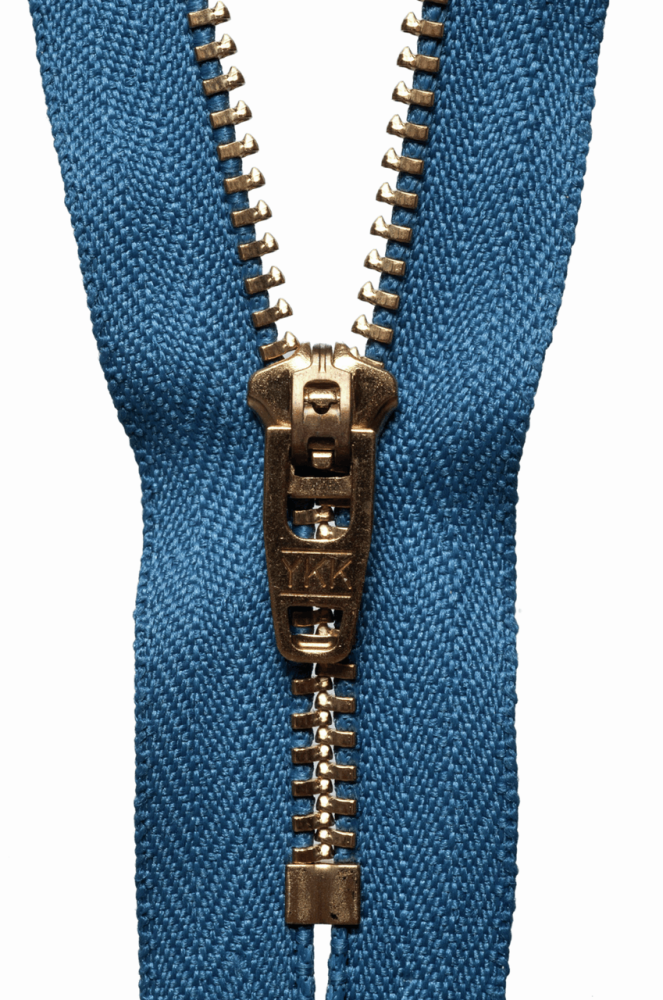 Brass Jeans Zip - 10cm / 4in - Slate Blue