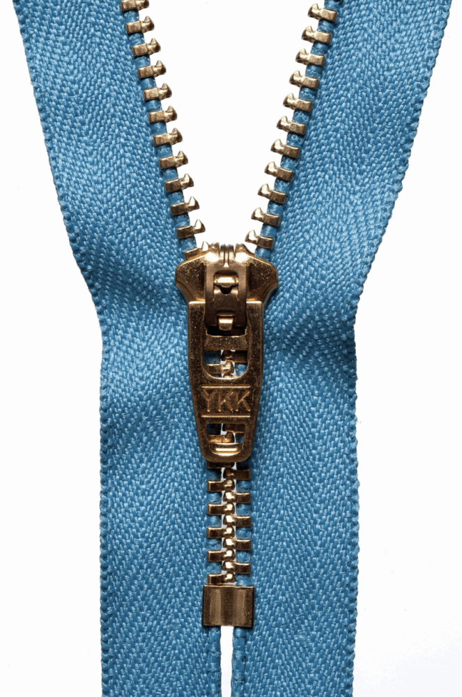 Brass Jeans Zip - 10cm / 4in - Airforce Blue