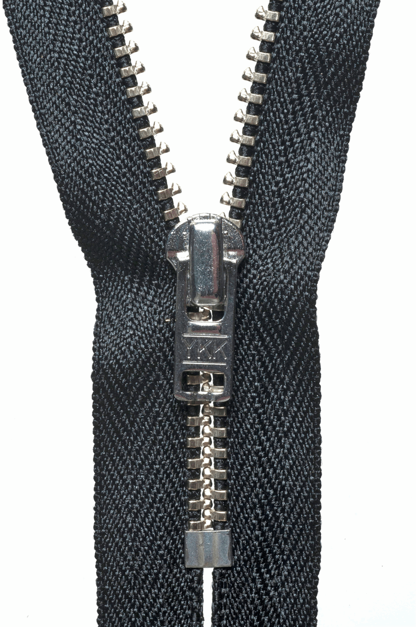 Metal Trouser Zip - 15cm / 6in - Black