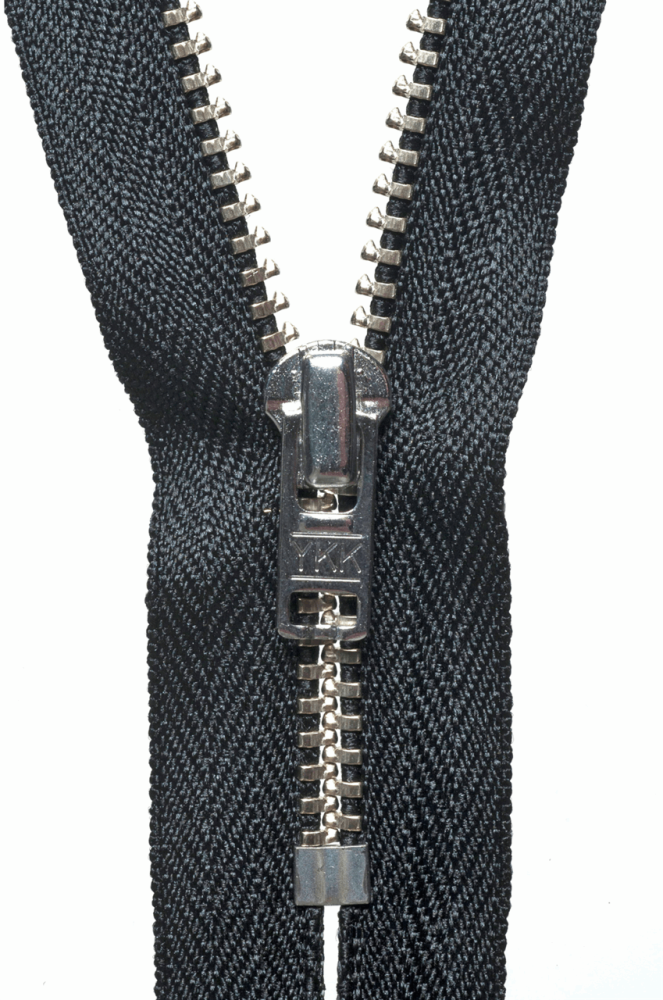 Metal Trouser Zip - Black - 20cm / 8in
