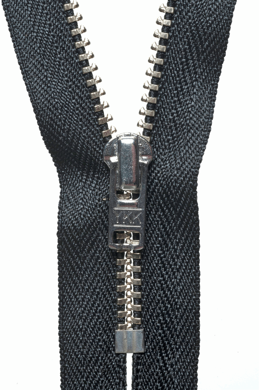Metal Trouser Zip - 23cm / 9in - Black
