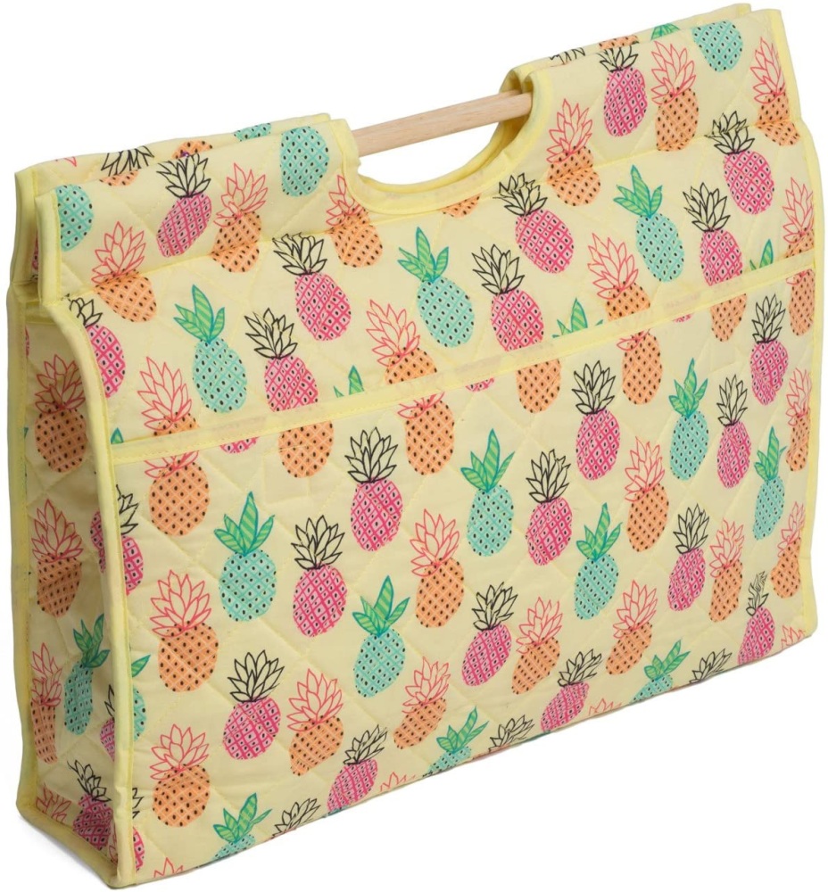 Craft Bag with Wooden Handles - Pineapples (Groves Hobby Gift)