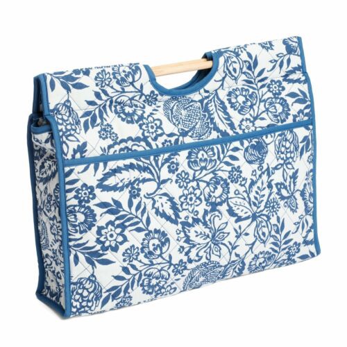 Craft Bag with Wooden Handles - Blue Floral (Groves Hobby Gift)