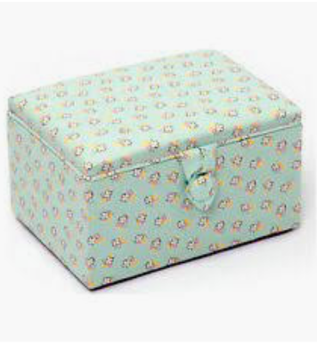 Sewing Box - Stool Style - Medium - Mint Floral (Groves Hobby Gift)