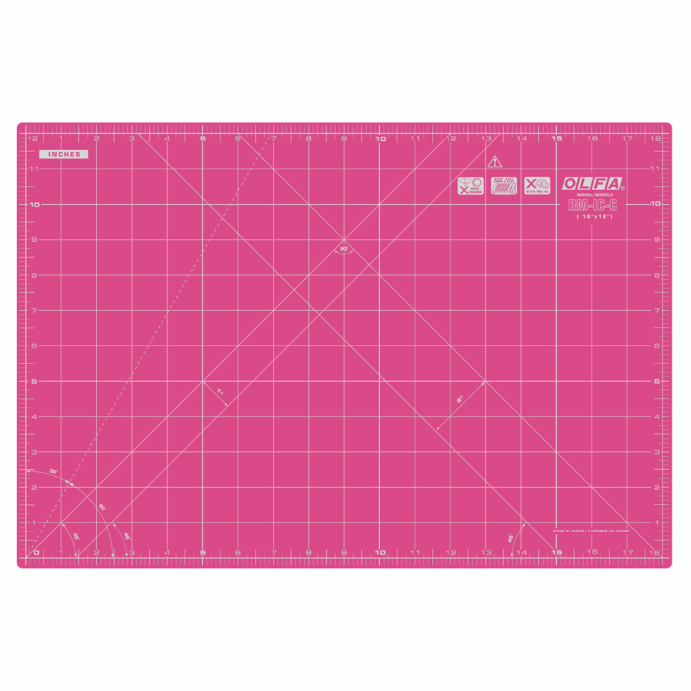 Cutting Mat - Medium - 45cm x 30cm / 18" x 12" - Pink (Olfa)