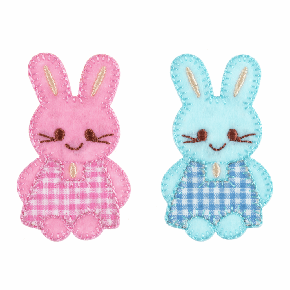 Motif - Bunnies - Pink & Blue Checked (Two)