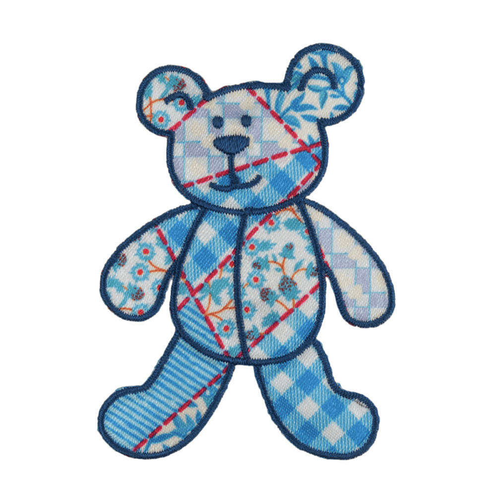 Motif - Teddy Bear - Blue Patchwork