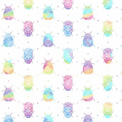 Makower - Rainbow Garden - Bugs - 9898/L (White)