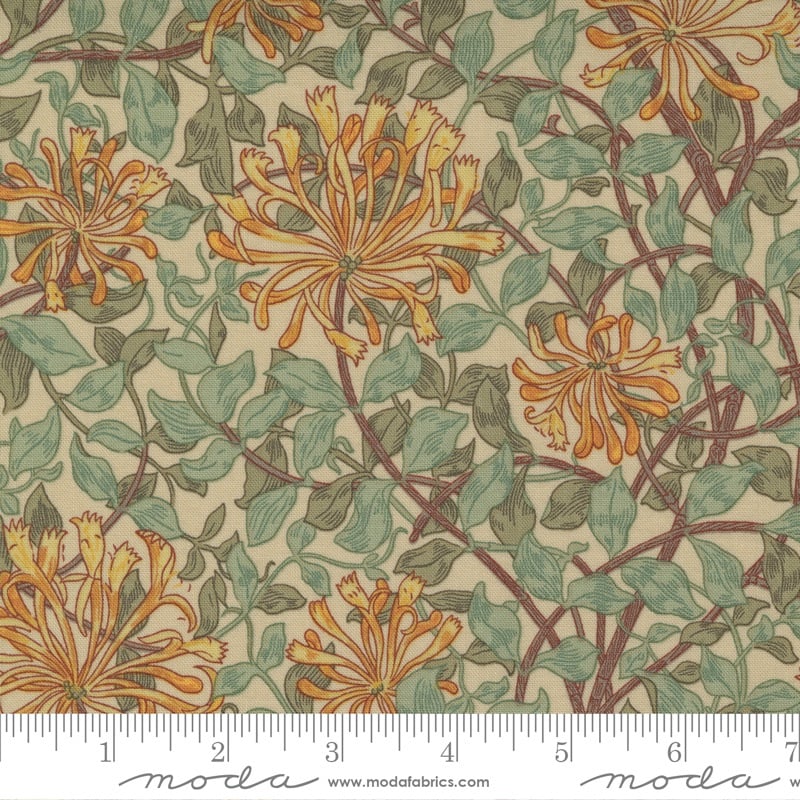 Best Of Morris by Barbara Brackman - Honeysuckle - No. 8362 11  (Sage Green) - Moda Fabrics