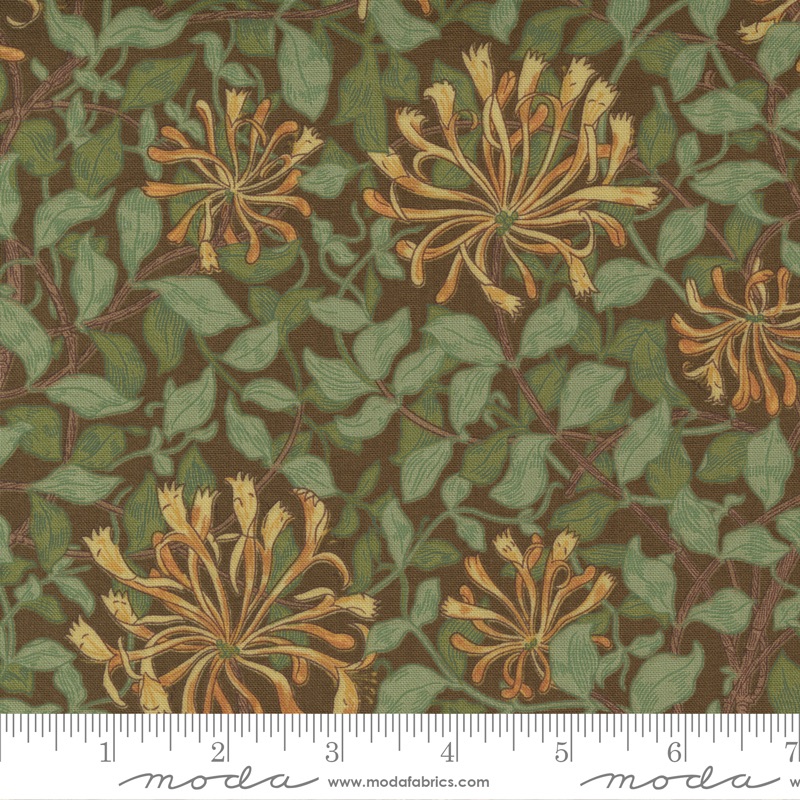 Best Of Morris by Barbara Brackman - Honeysuckle - No. 8362 16  (Brown) - Moda Fabrics